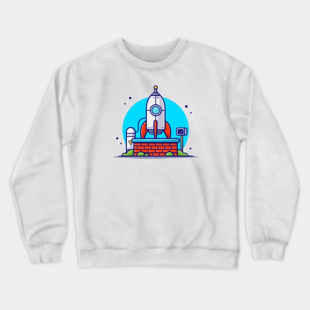 Rocket Testing for Mission and Landing to Moon Cartoon Vector Icon Illustration Crewneck Sweatshirt by Catalyst Labs
